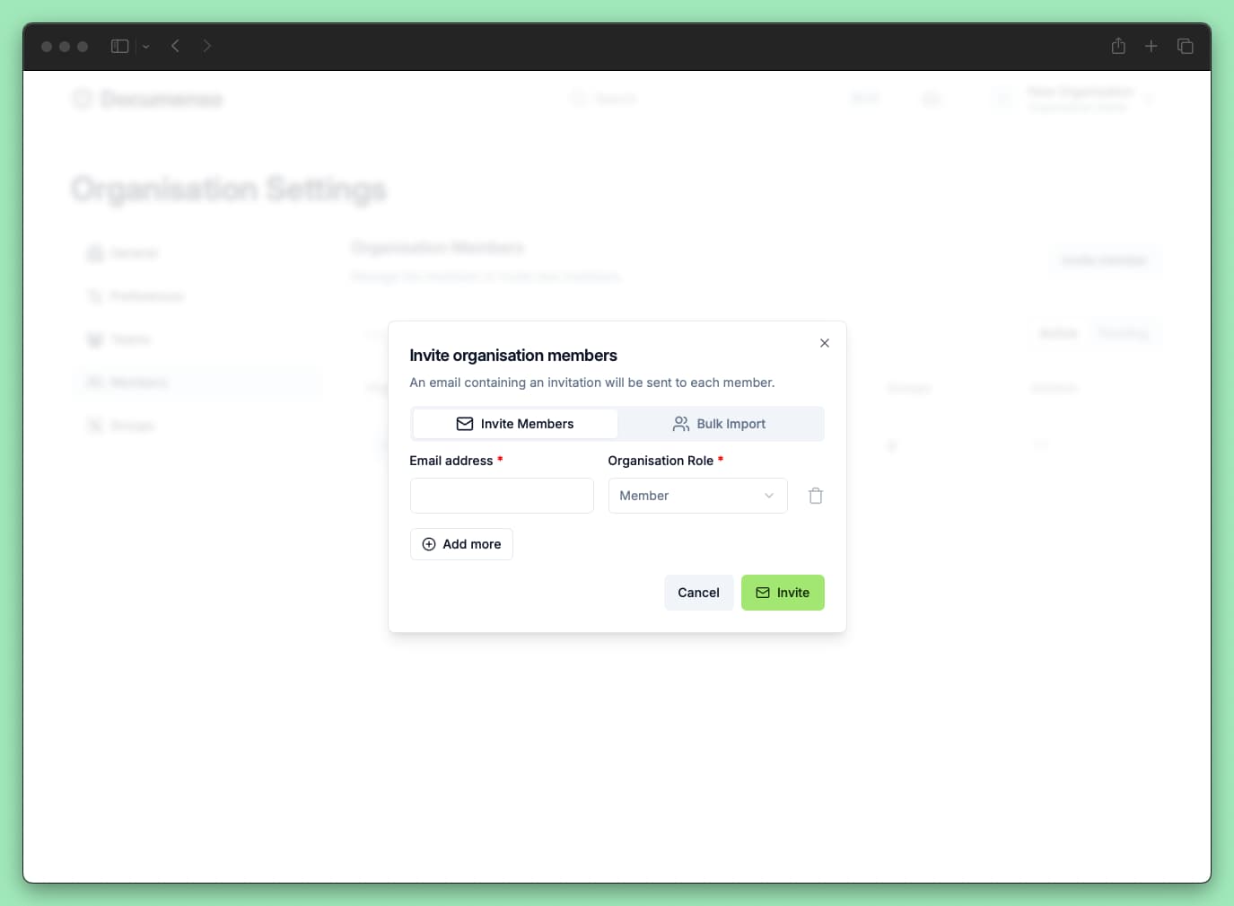 Invite organisation members