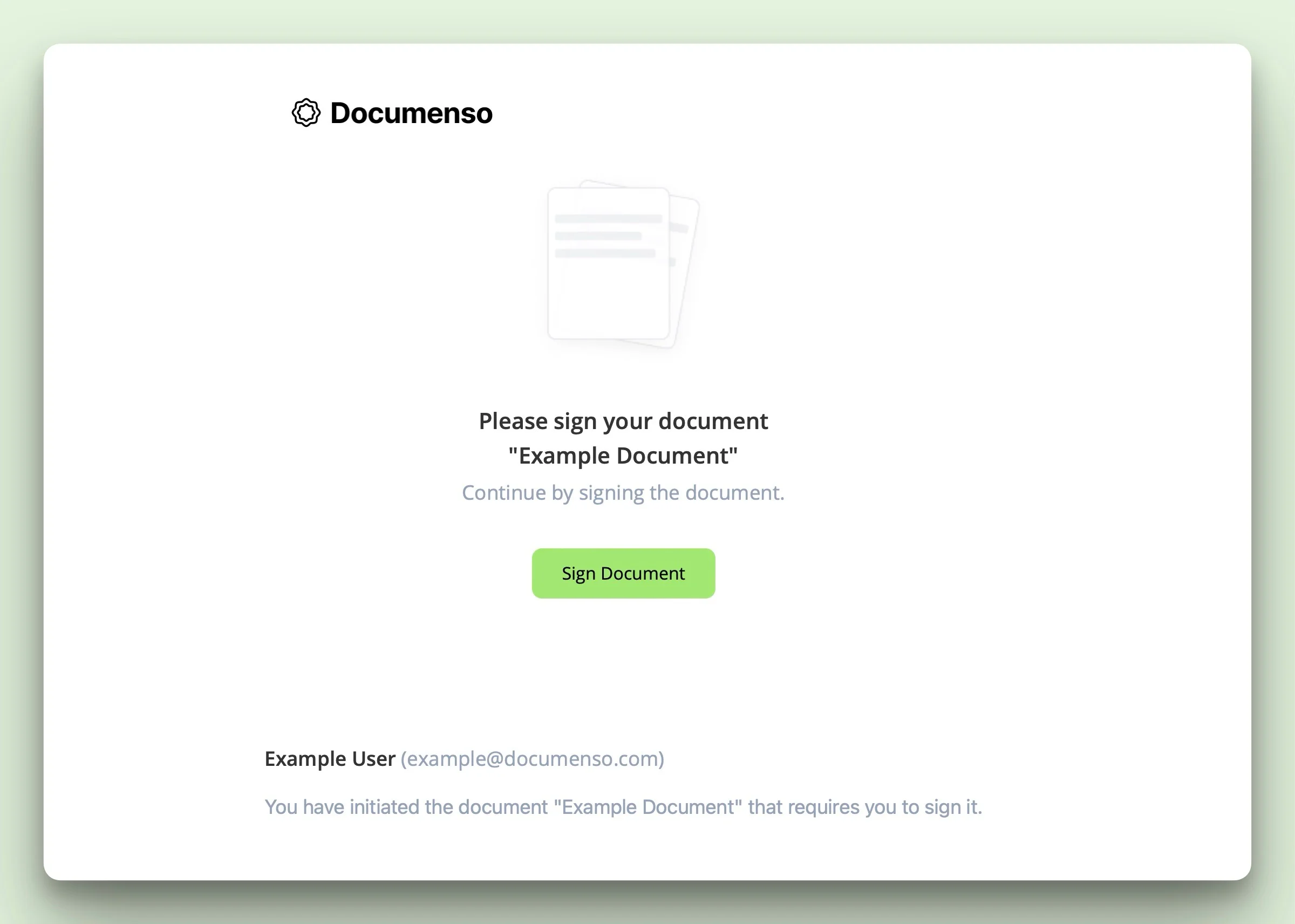 Email notification that recipients receive with a link to sign