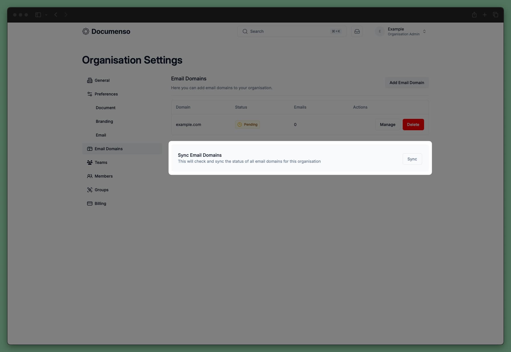 Domain verification process